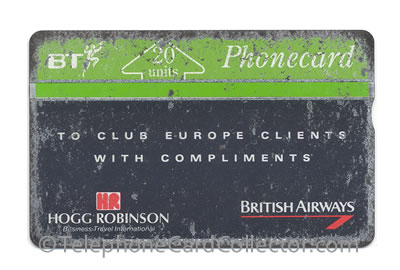 BTP018: Hogg Robinson / British Airways - Compliments - BT Phonecard